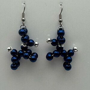 Blue Balloon Dog Bead Earrings